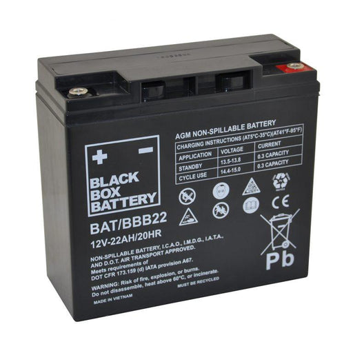 22ah AGM Mobility Scooter Battery (Black Box) - discountscooters.co.uk